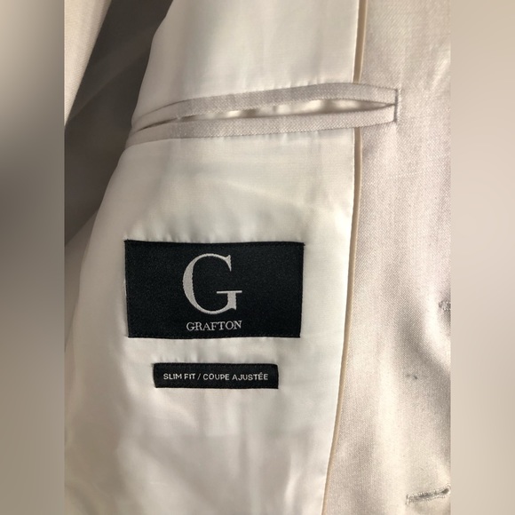 Grafton Tip Top Tailors Mens White Formal Suit Small Slim Fit Jacket/Pants - Picture 4 of 11